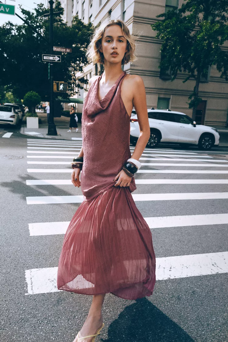 Zara Pleated Midi Dress